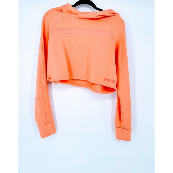 Gymshark Hoodie Peach Cropped Mesh Sweatshirt Womens Size Medium Pullover Active - Picture 1 of 7